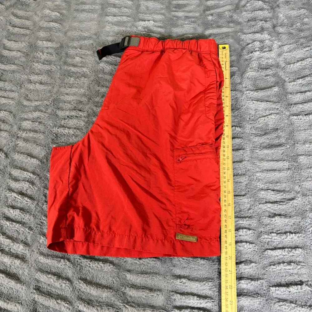 Columbia Mens Red Nylon Cargo Hiking Shorts Built-in Belt Packable AM4034 Large